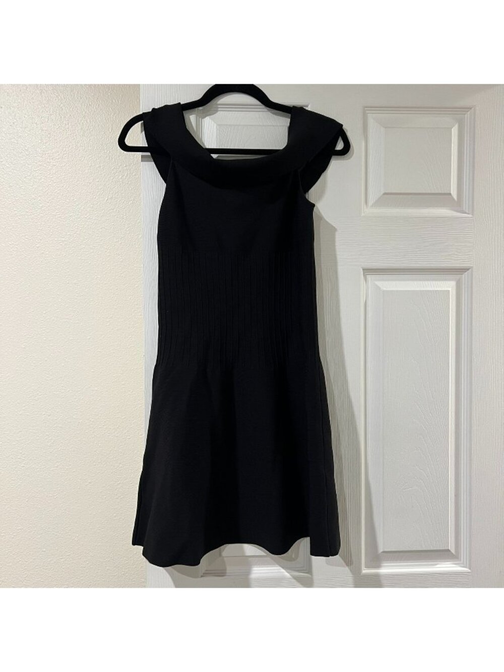 Staud Black Boat Neckline Mini Dress Size Medium